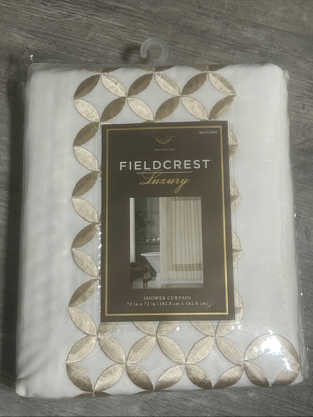 Fieldcrest Luxury White & Gold Embroidered Shower Curtains “NWT”